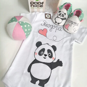 Panda komplet-mint tufnasto-roze-srce