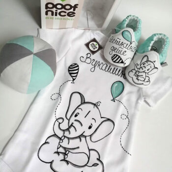Slonče komplet-mint-sivo