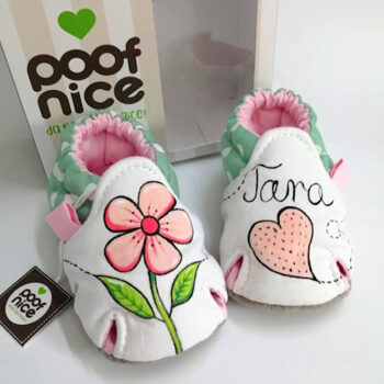 Sandalice model-Cvetić-mint tufnasto-roze-srce