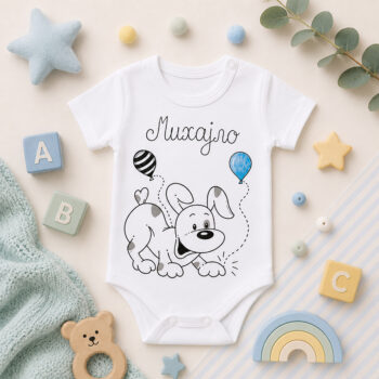 Bodić Kuca-tufnasta kuca-plavi i prugasti balon