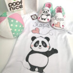 Panda letnji kompletić-mint tufnasto-roze-srca