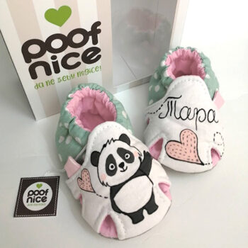 Sandalice model-Panda-mint tufnasto-roze-srce