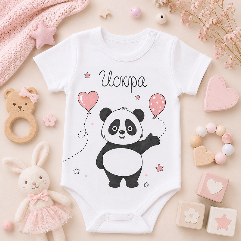 Panda roze srce i roze balon