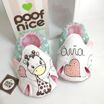 Sandalice model-Žirafica-mint tufnasto-roze-srce